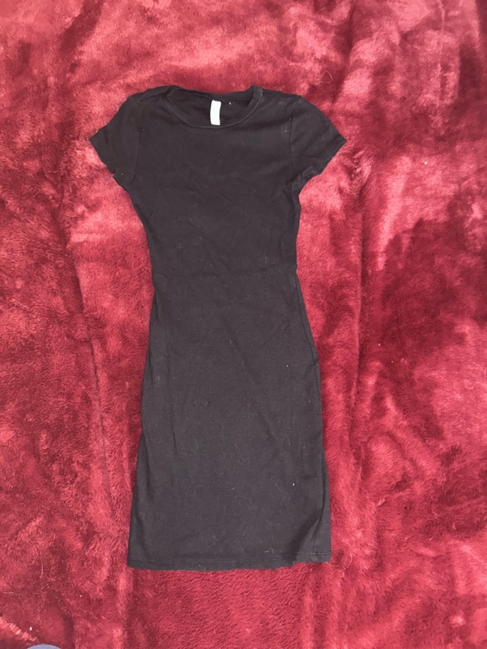 H&M Black Ribbed Short-Sleeve Mini Dress
